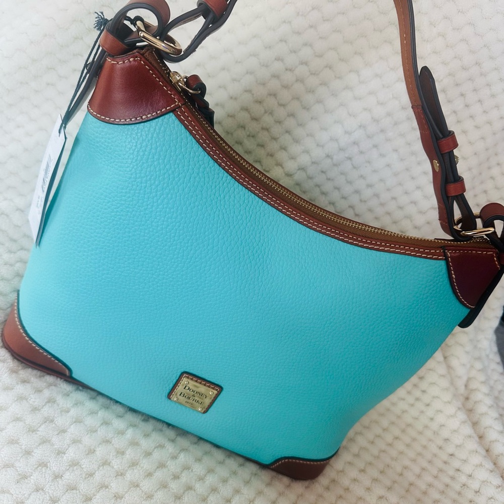 New with tags Dooney & Bourke Mint and Brown Leather Hobo Shoulder Bag Beautiful